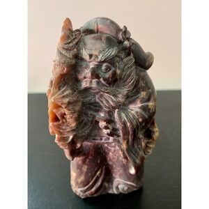 Antique Chinese Natural Jadeite Carved Old Wise Man VTG Jade Exquisite 395.5 Gr